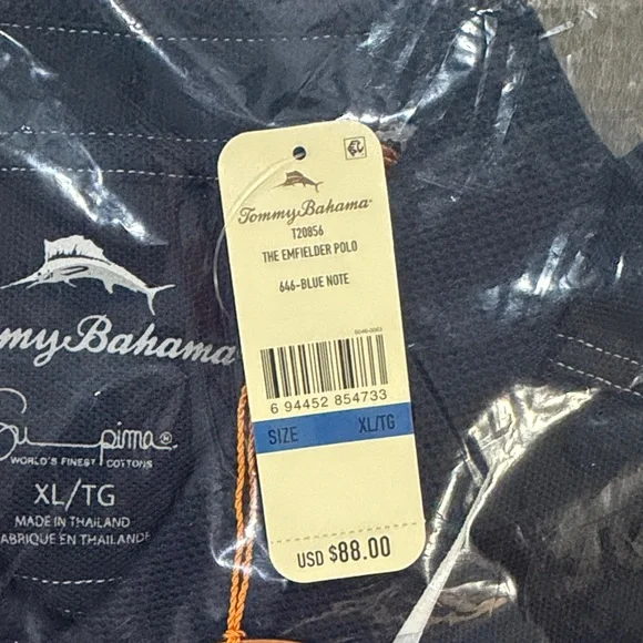 Tommy Bahama Navy Polo with Red Marlin Logo - Picture 2 of 3